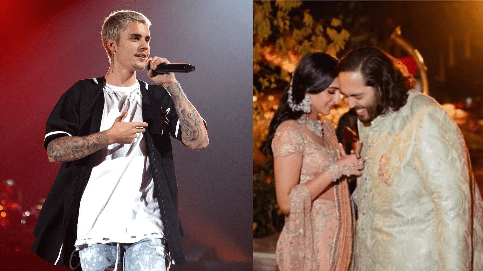 Justin Bieber plays during a lavish wedding in India