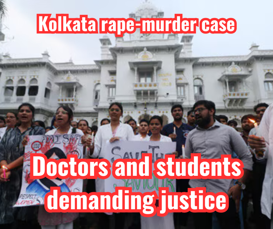 The protest started at King George's Medical University by doctors 